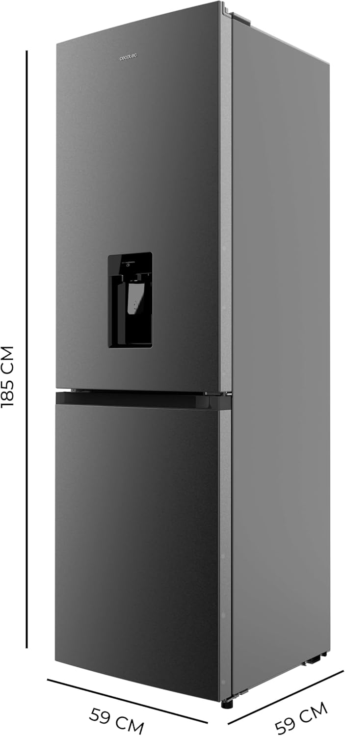 Cecotec Bolero CoolMarket Combi 2 Door Combi 296 DF WD Dark E. 296L, 60 cm Wide, FastCooling, FastFreezing and DeFrost Functions, Interior LED, Dark Stainless Steel