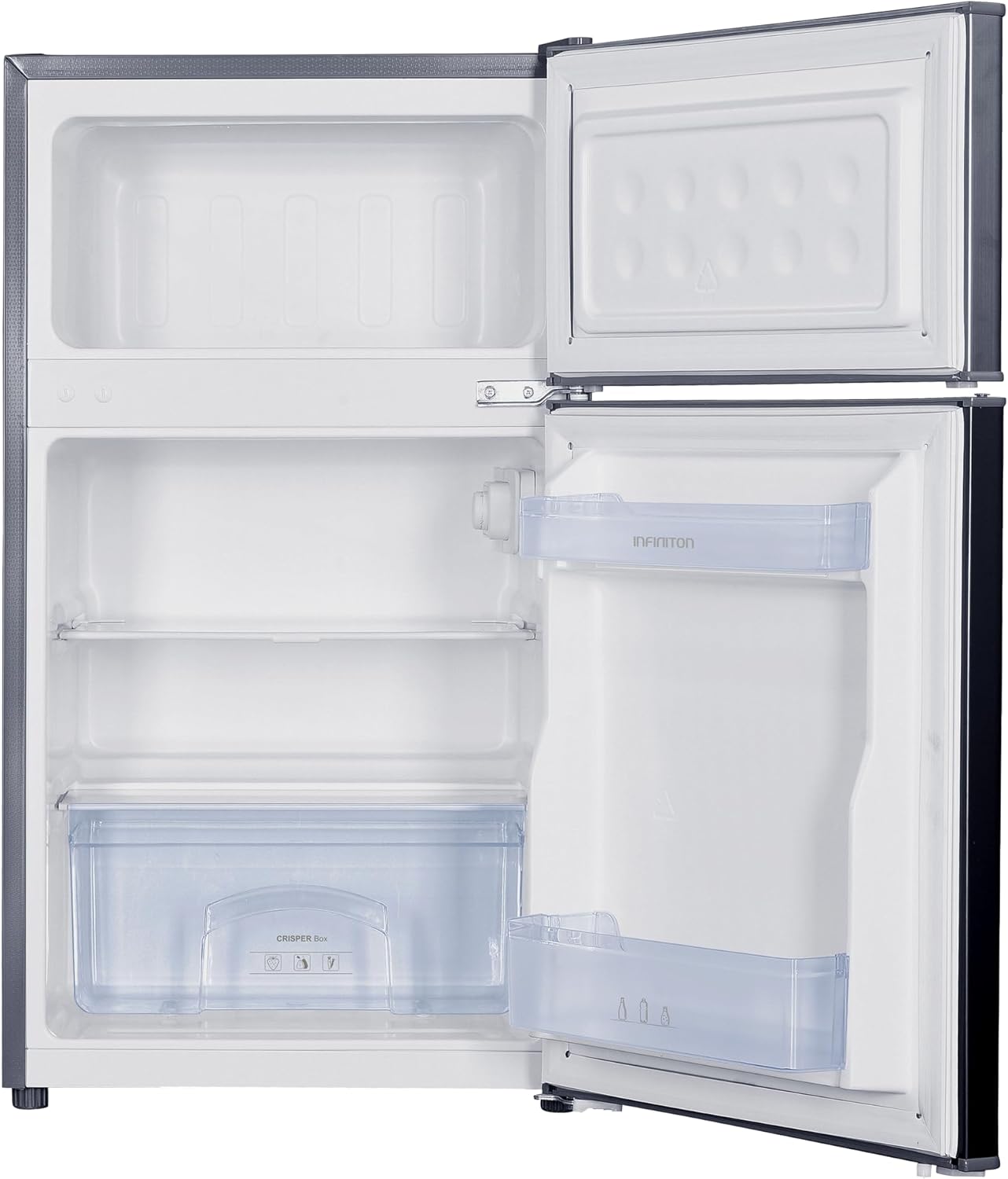 INFINITON | Refrigerator FG-A82I2P | Two Doors | Capacity 85 L | Defrost Defrost | Height 85 Cm | Energy Class A+ /F | Temperature Adjustable | Color Stainless |