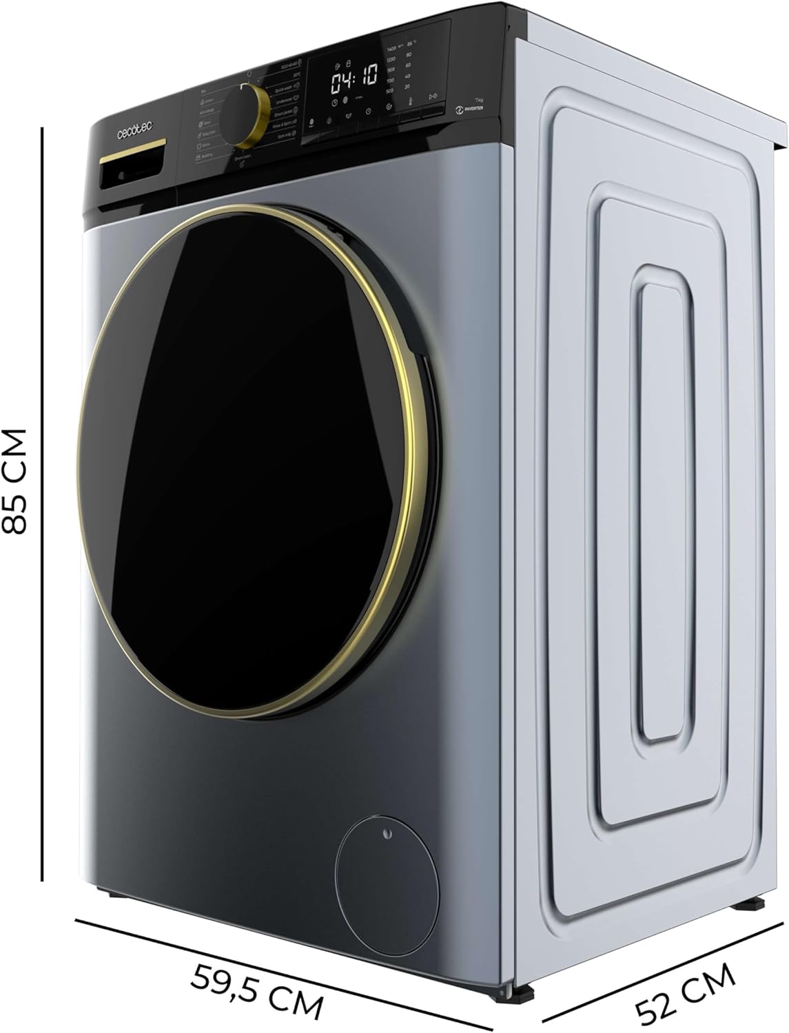 Cecotec Lavadora de Carga Frontal 7 Kg Bolero Dresscode 7610 Inverter Ice Blue A. Carga Frontal Ice Blue de 7 Kg de Capacidad, 1400 Rpm, Clase A, Función Con Vapor, Motor Inverter Plus, 15 Programas