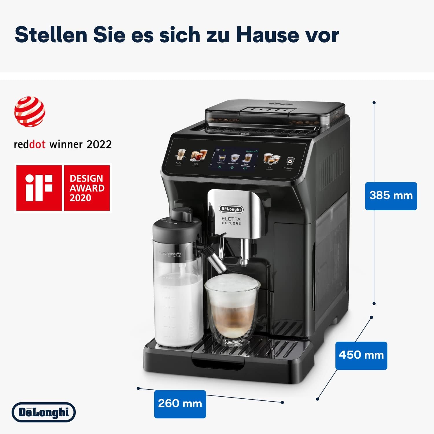 De'Longhi Eletta Explore ECAM452.57.G Kaffeevollautomat, Schwarz