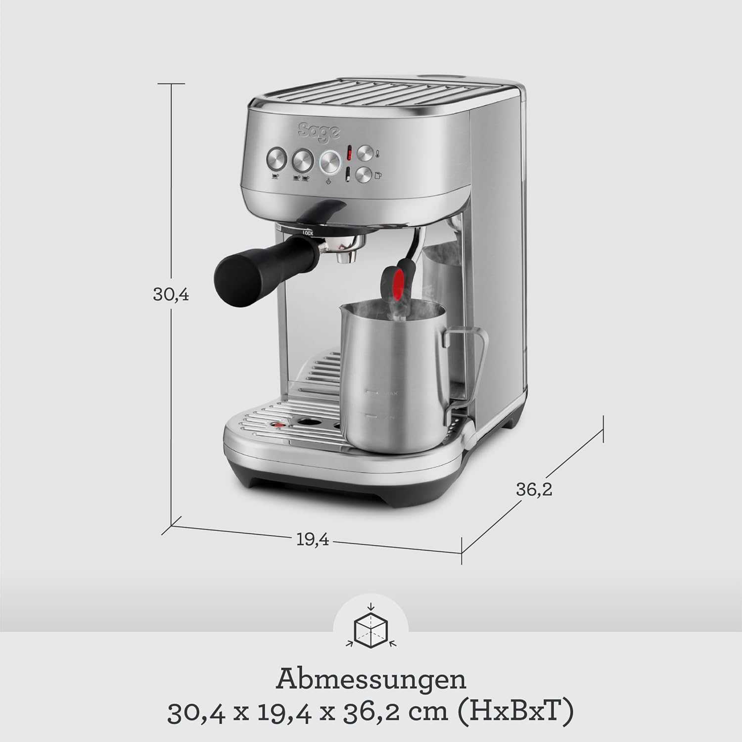 Sage – The Bambino Plus – Kompakte Kaffeemaschine mit automatischem Milchaufschäumer – Schwarzer Trüffel