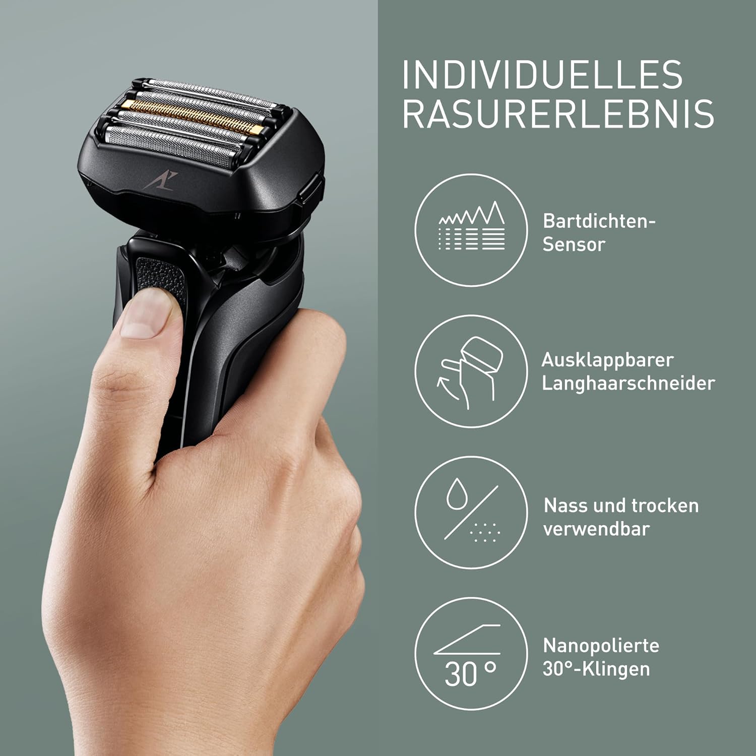 Panasonic Series 900 Premium Nass- und Trockenrasierer ES-LV6U Herren, Mattschwarz