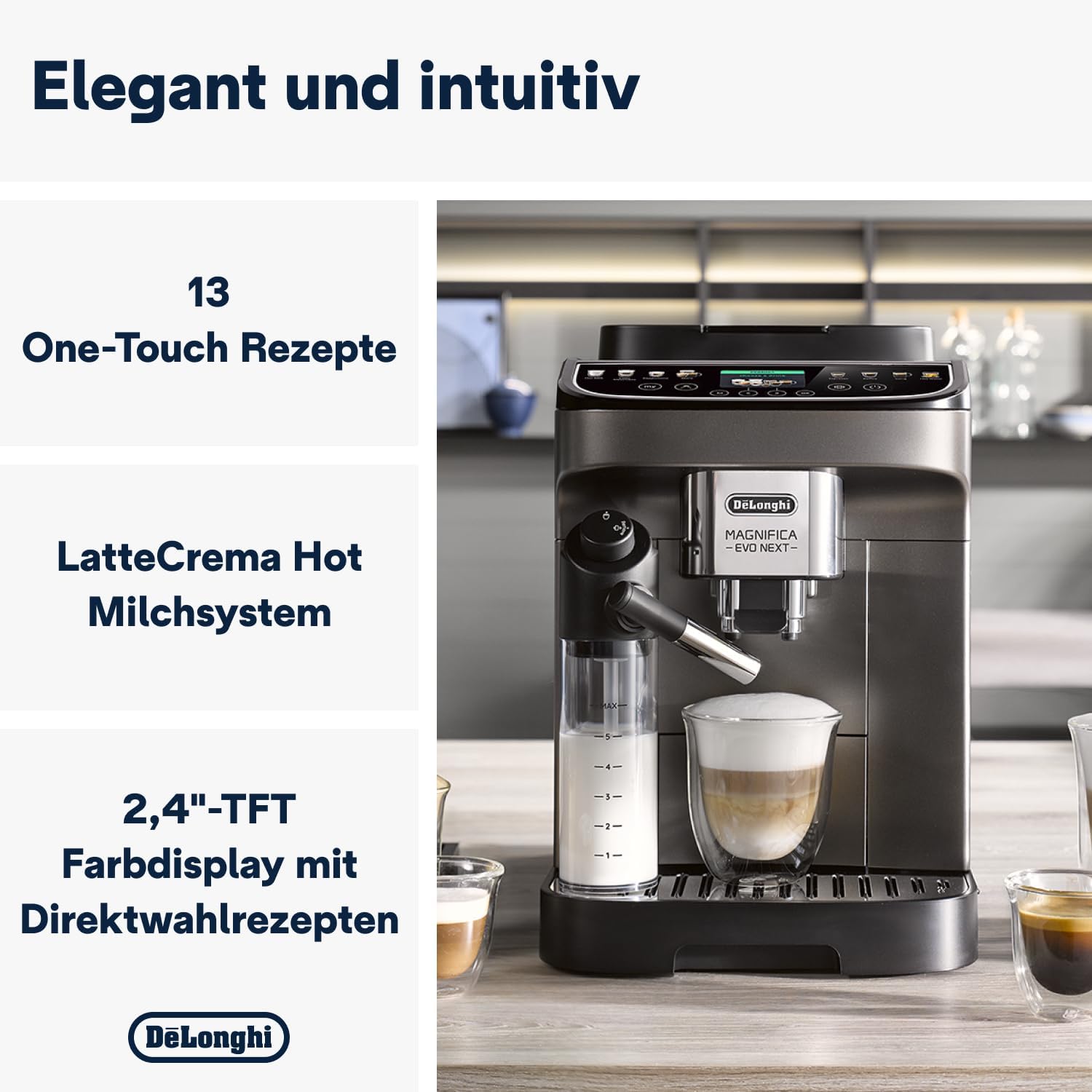 De'Longhi Magnifica Evo Next ECAM312.80.TB - Kaffeevollautomat, Titan