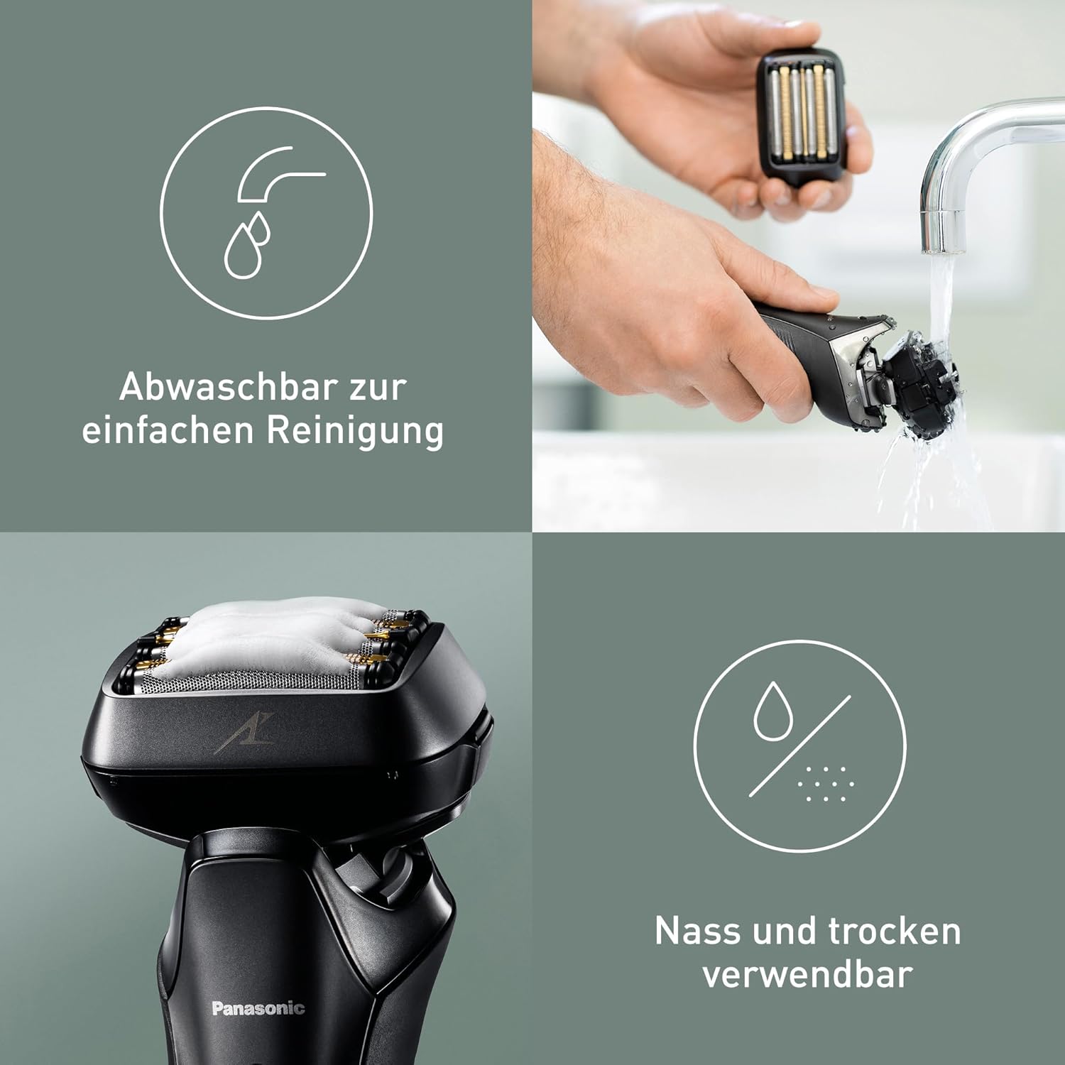 Panasonic ES-LS6A-K803 Herren-Nass- und Trockenrasierer mit 6 Klingen