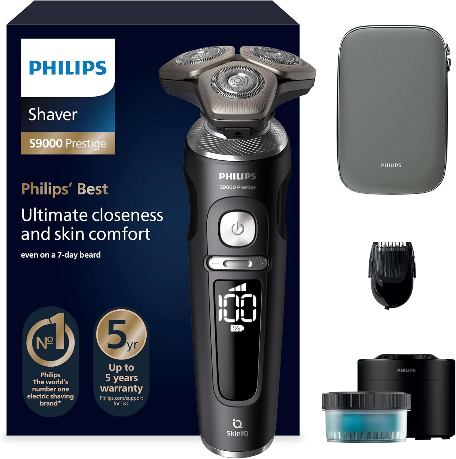 Philips Shaver S9000 Prestige – Elektrischer Nass- und Trockenrasierer (Modell SP9840/31)