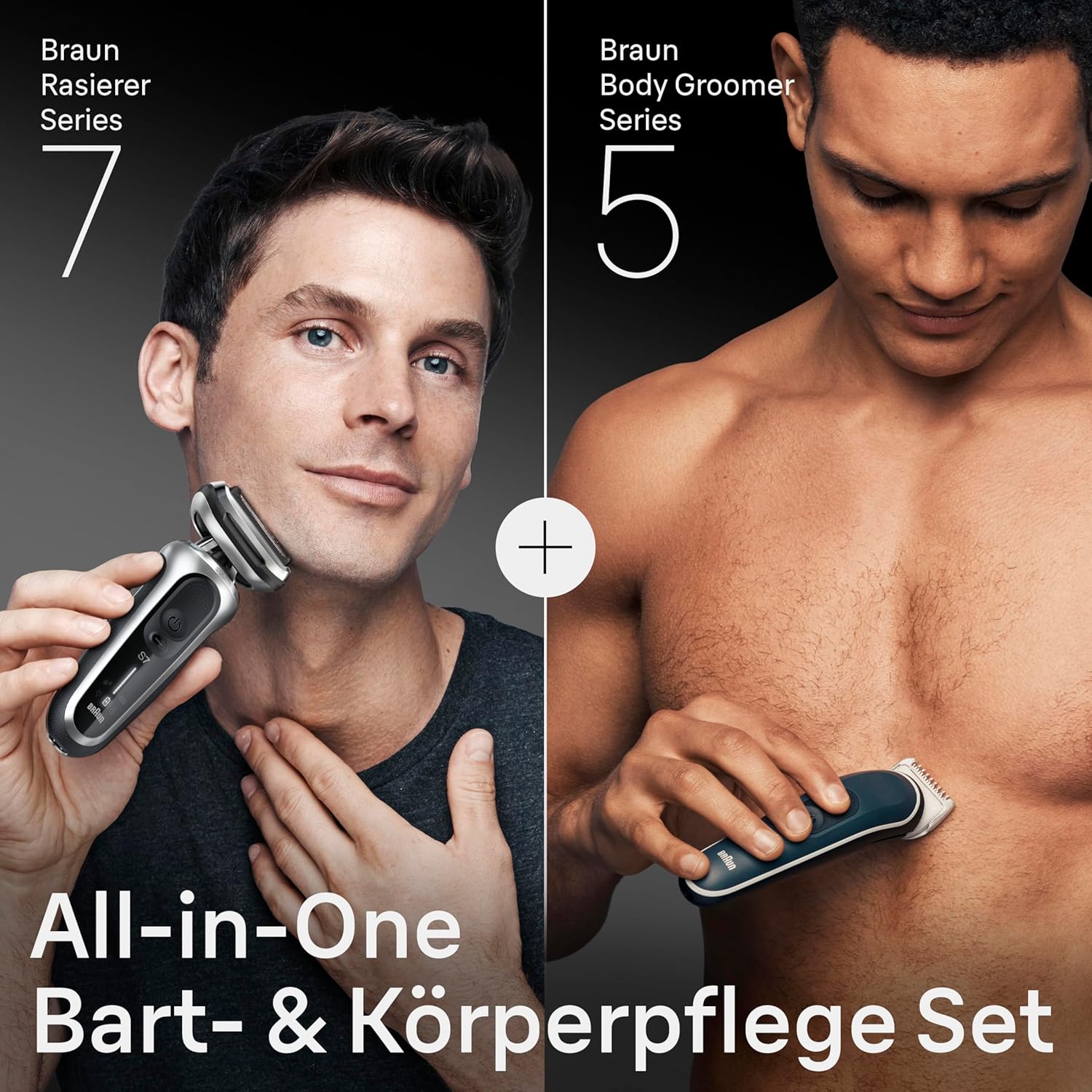 Braun Series 7 Flex Herren-Elektrogerät mit Reinigungsstation, Trimmer und Rasierer