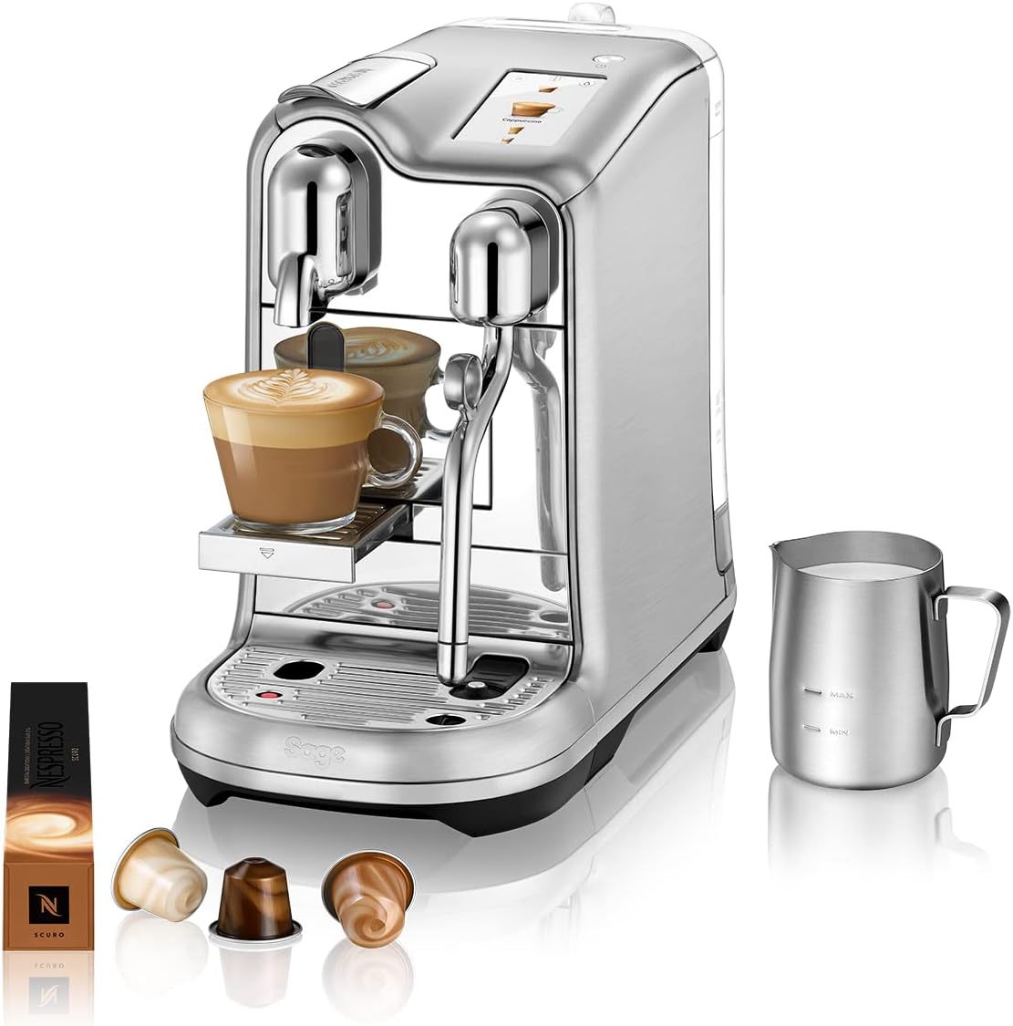 Nespresso SNE900 the Creatista Pro Kaffeekapselmaschine von Sage, Gebürstetes Edelstahl, Brushed Stainles Steel