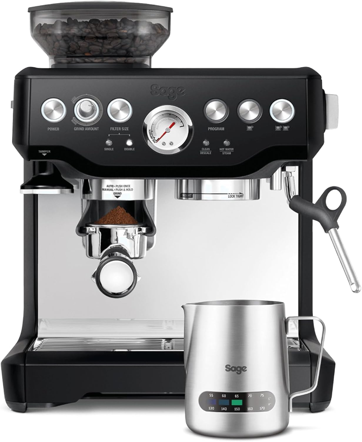 Sage - The Barista Express - Espressomachine mit manuellem Milchaufschäumer - Schwarzer Trüffel