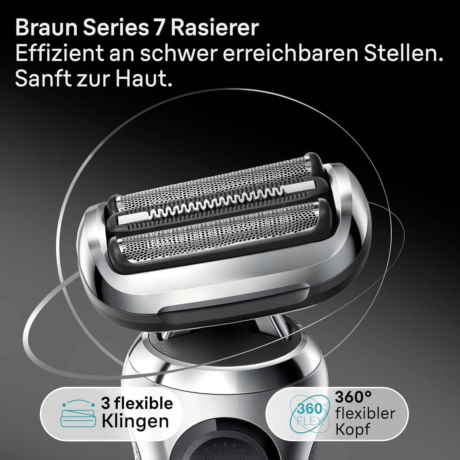 Braun Series 7 Flex Herren-Elektrogerät mit Reinigungsstation, Trimmer und Rasierer