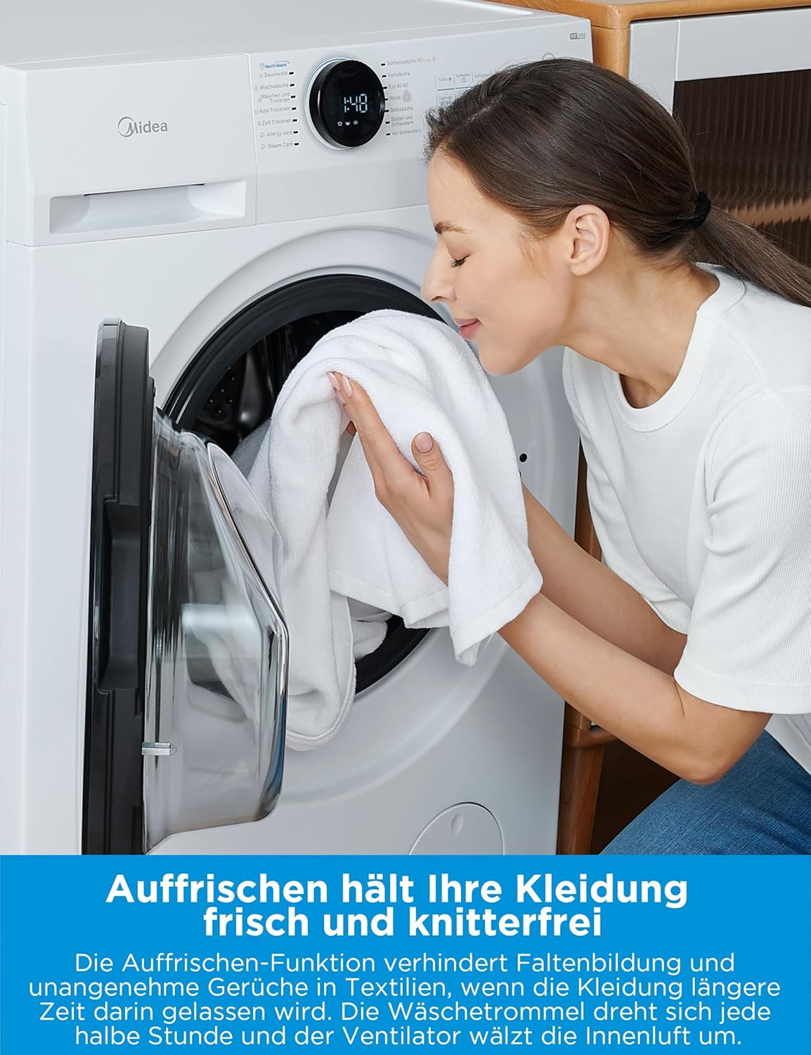 Midea MF200D86WB-14EAS Waschmaschine und Trockner, 48 cm tief