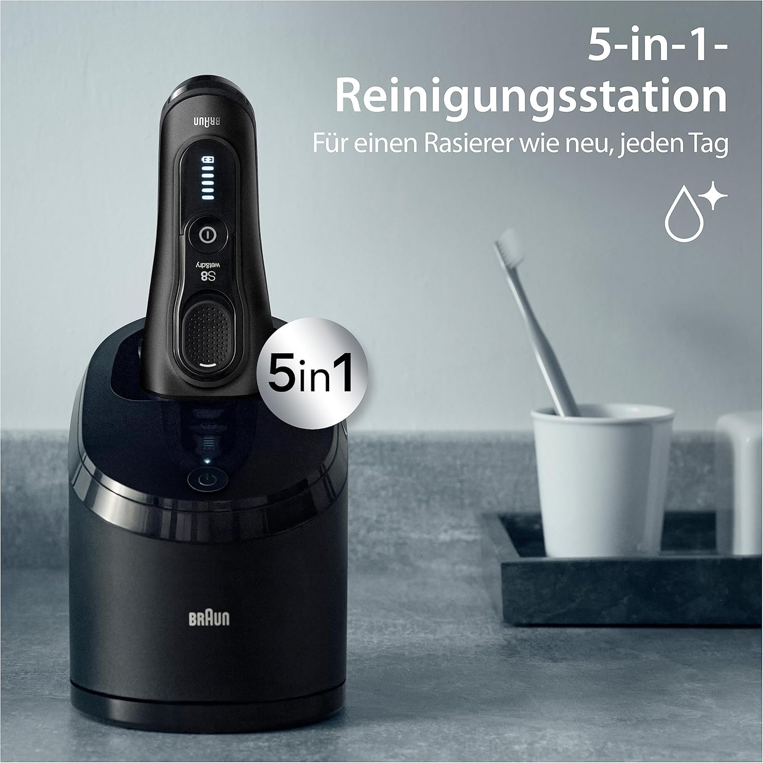 Braun Series 8 Herren-Elektrorasierer, 8560 cc, Schwarz