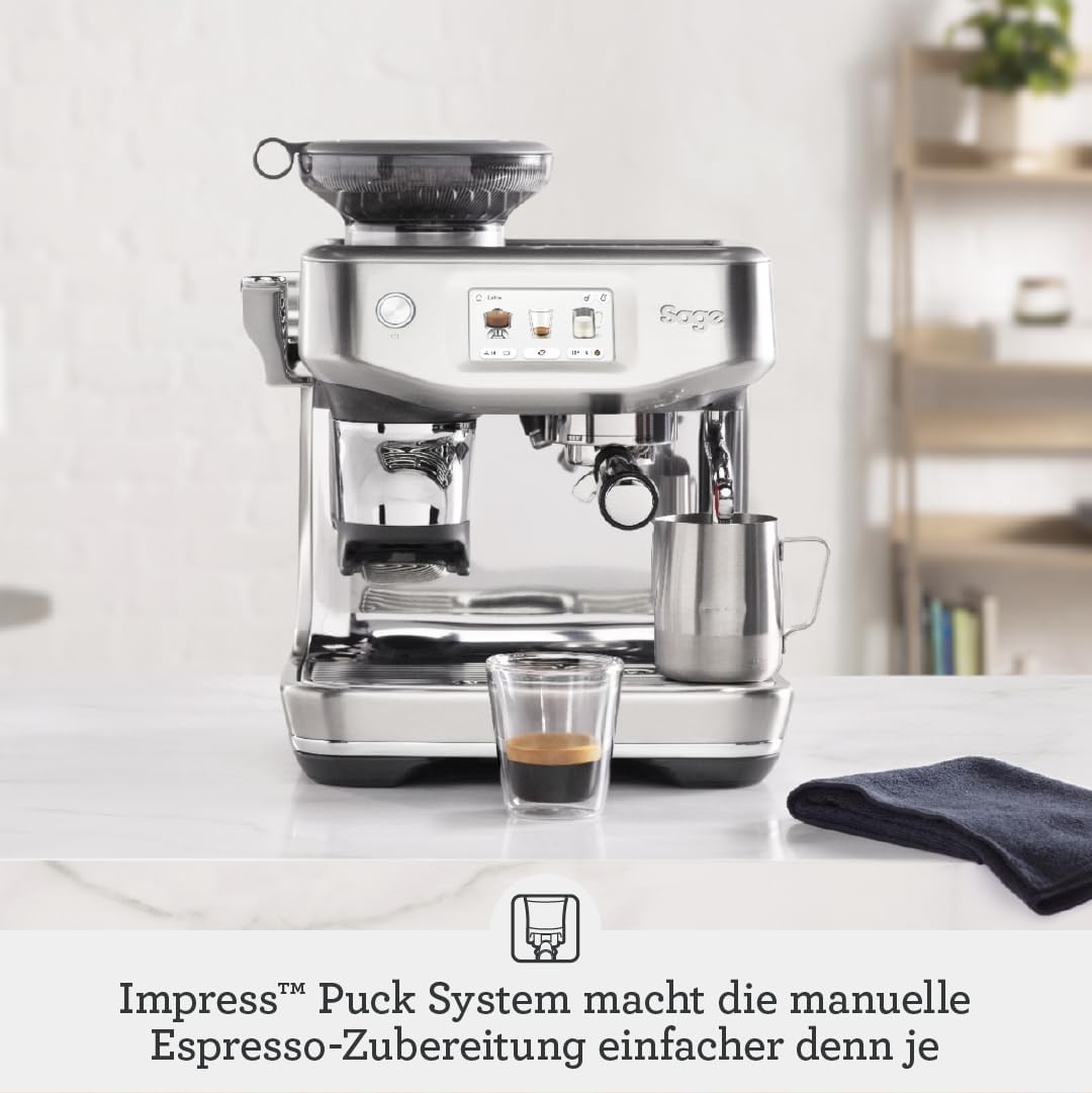 Sage - The Barista Touch Impress - Kaffeevollautomat mit automatischem Milchaufschäumer - Gebürsteter Edelstahl