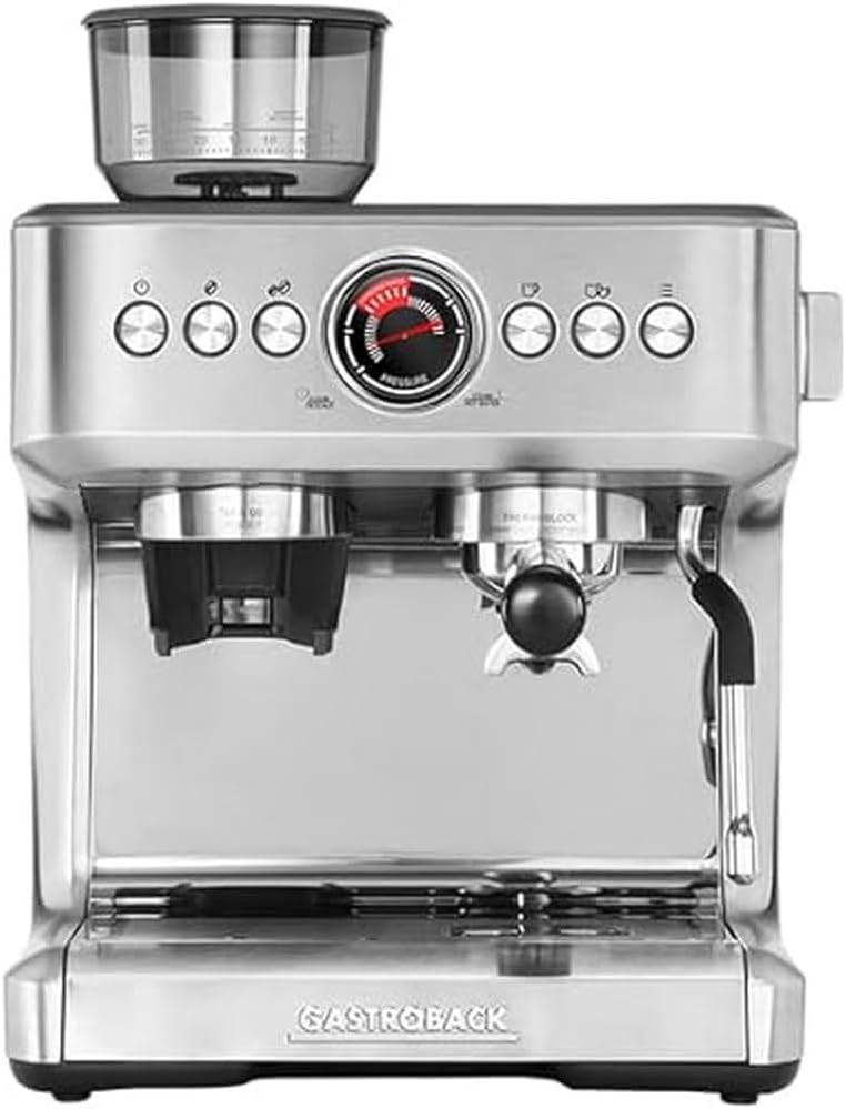 Gastroback Design Espresso Advanced Duo, Espressomaschine mit programmierbarem Griff, Silber