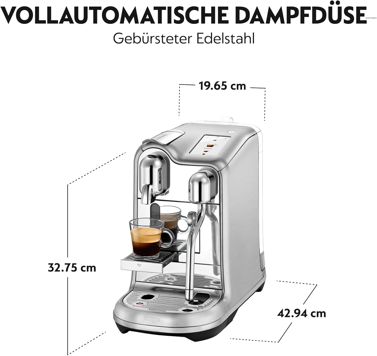 Nespresso SNE900 the Creatista Pro Kaffeekapselmaschine von Sage, Gebürstetes Edelstahl, Brushed Stainles Steel