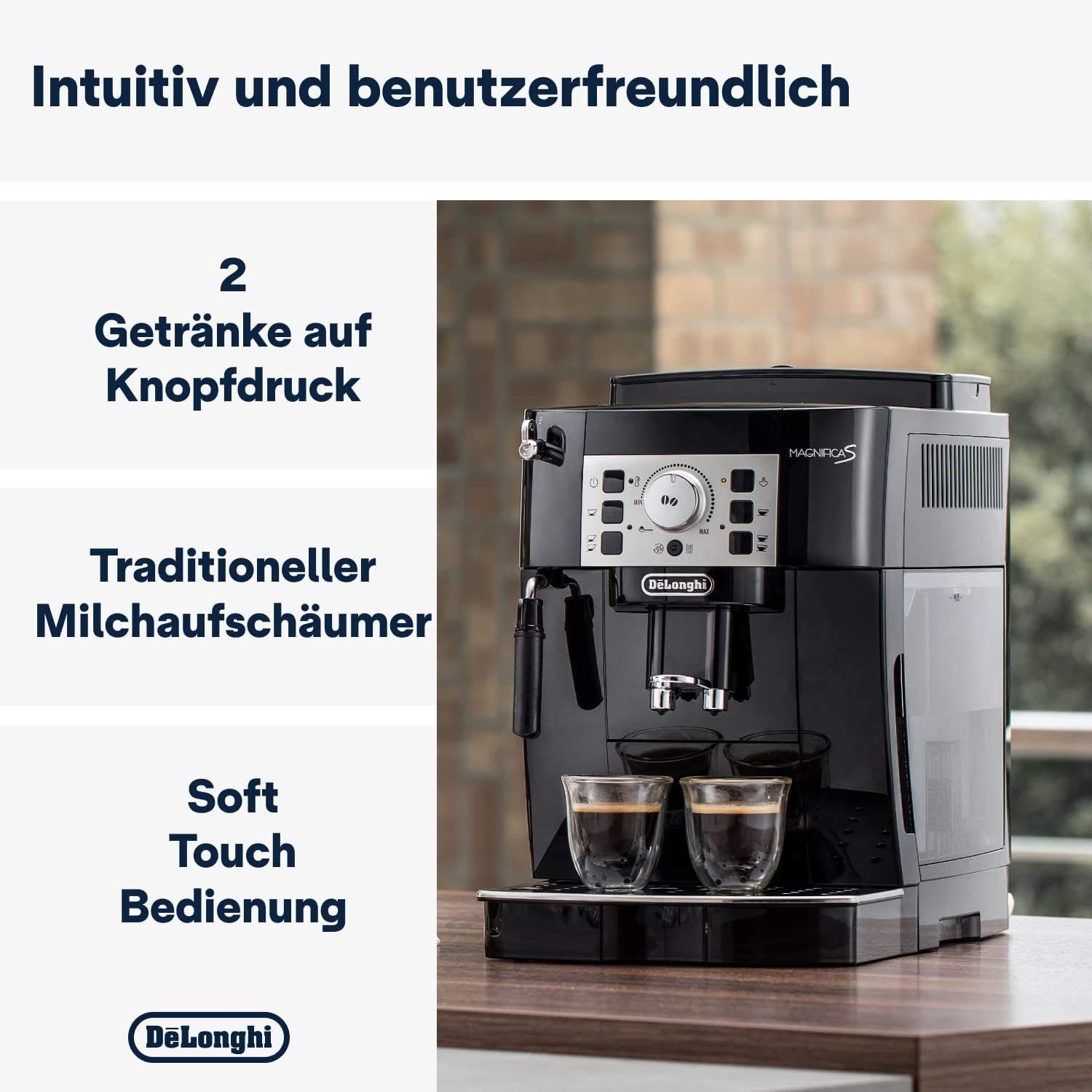 De'Longhi Magnifica S ECAM 22.110.B Kaffeevollautomat, Schwarz/Silber