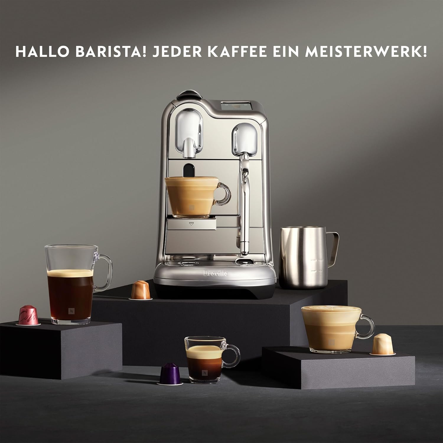 Nespresso SNE900 the Creatista Pro Kaffeekapselmaschine von Sage, Gebürstetes Edelstahl, Brushed Stainles Steel