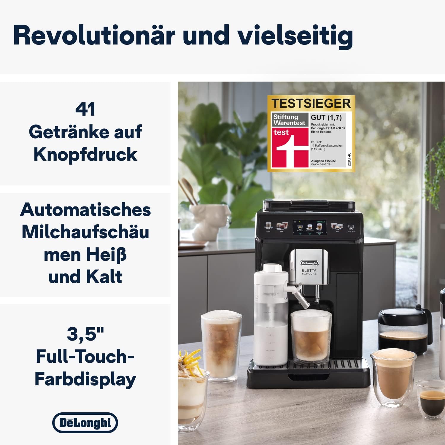 De'Longhi Eletta Explore ECAM452.57.G Kaffeevollautomat, Schwarz