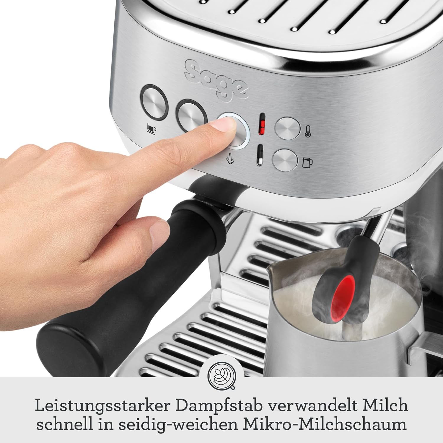 Sage – The Bambino Plus – Kompakte Kaffeemaschine mit automatischem Milchaufschäumer – Schwarzer Trüffel