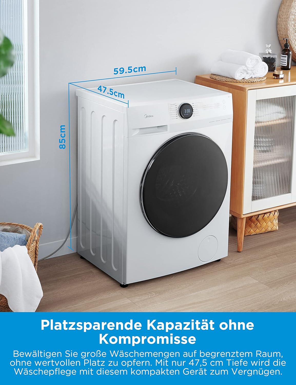 Midea MF200D86WB-14EAS Waschmaschine und Trockner, 48 cm tief