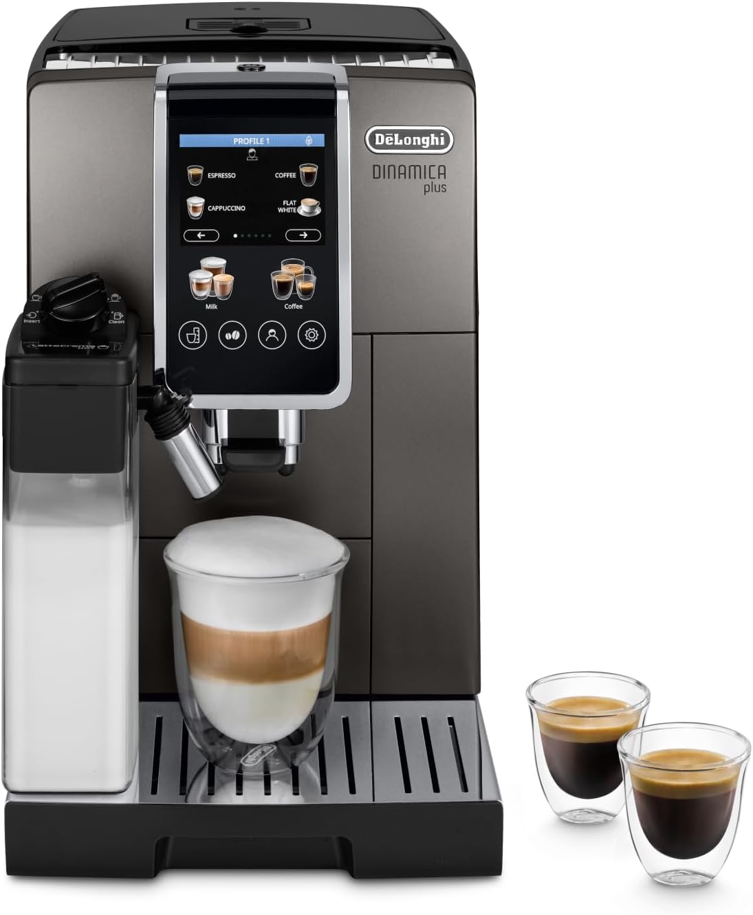 De'Longhi Dinamica Plus ECAM380.95.TB, Kaffeevollautomat, Titan/Schwarz