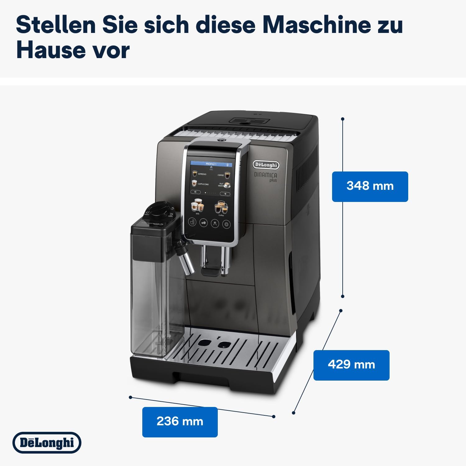 De'Longhi Dinamica Plus ECAM380.95.TB, Kaffeevollautomat, Titan/Schwarz