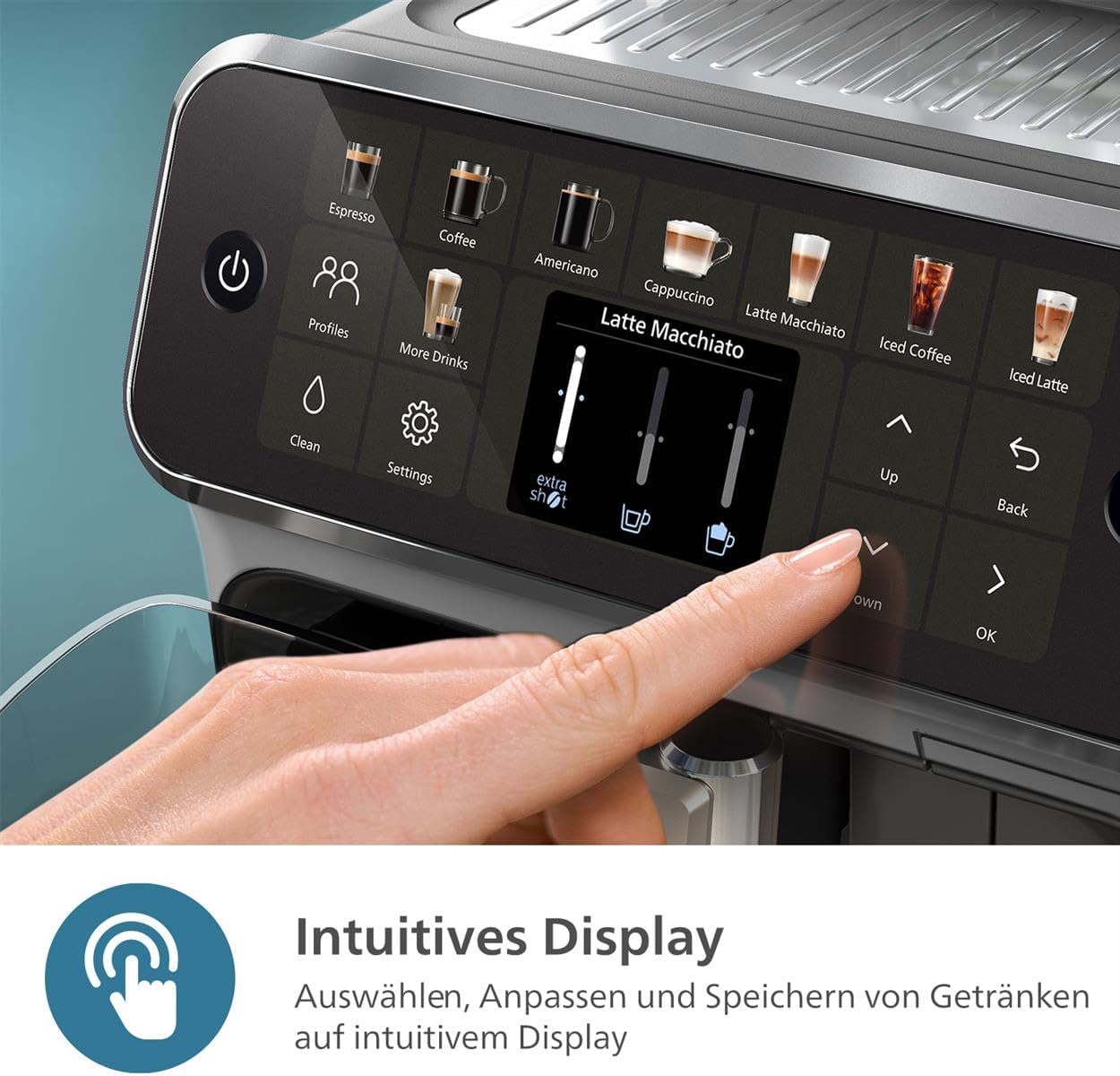 PHILIPS Serie 5500 Kaffeevollautomat inkl. Latte Go, SilentBrew-Technologie, Schnellstart. Aromatischer Kaffee aus frisch gemahlenen Bohnen, 20 Heiß- und Eisgetränke, Grau (EP5544/50)