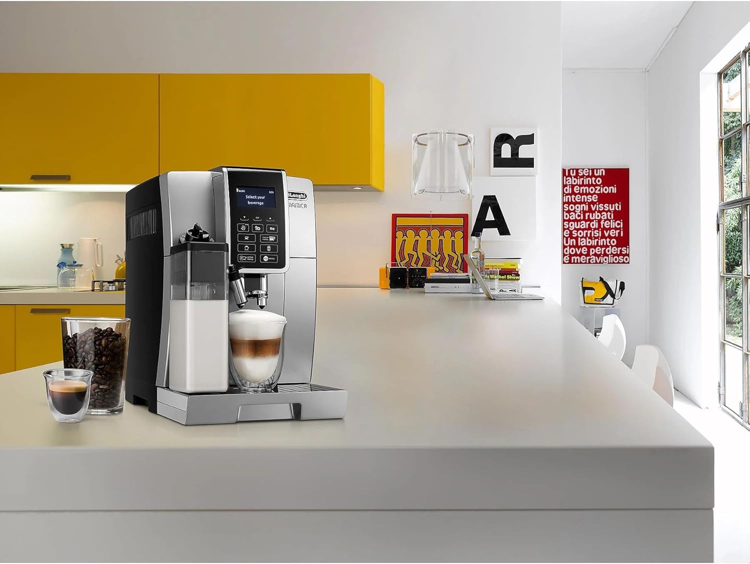 DELONGHI Dinamica ECAM352.57.SB Kaffeevollautomat LatteCrema-System, 1450W, 15 bar Pumpendruck, programmierbar, Kaffeekannenfunktion
