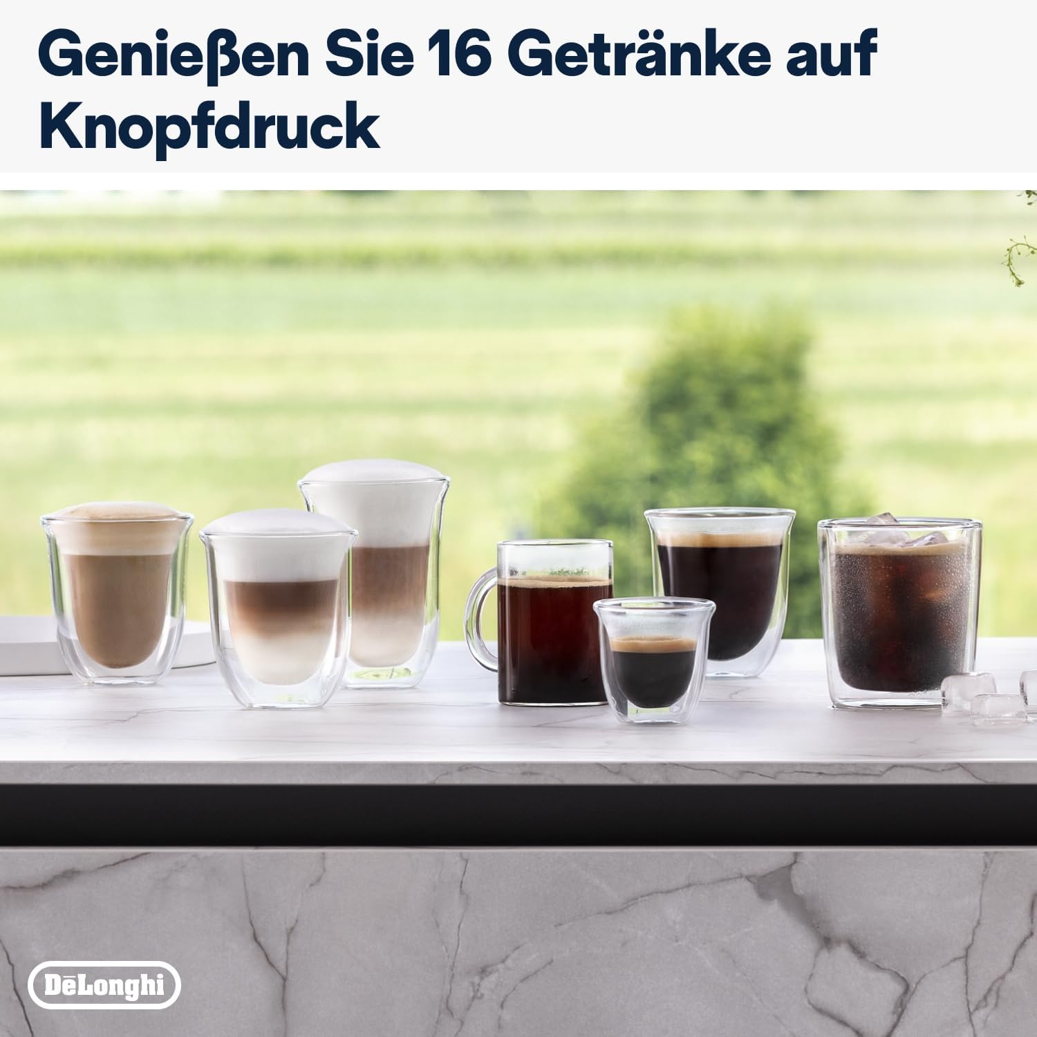 De'Longhi Rivelia EXAM440.55.W Kaffeevollautomat mit LatteCrema Milchsystem, Wechselbarer Bohnenbehälter, 16 Kaffee- & Milchgetränke auf Knopfdruck, Extra-Shot-Funktion, 3,5