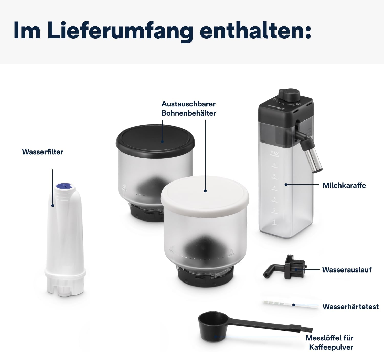 De'Longhi Rivelia EXAM440.55.W Kaffeevollautomat mit LatteCrema Milchsystem, Wechselbarer Bohnenbehälter, 16 Kaffee- & Milchgetränke auf Knopfdruck, Extra-Shot-Funktion, 3,5