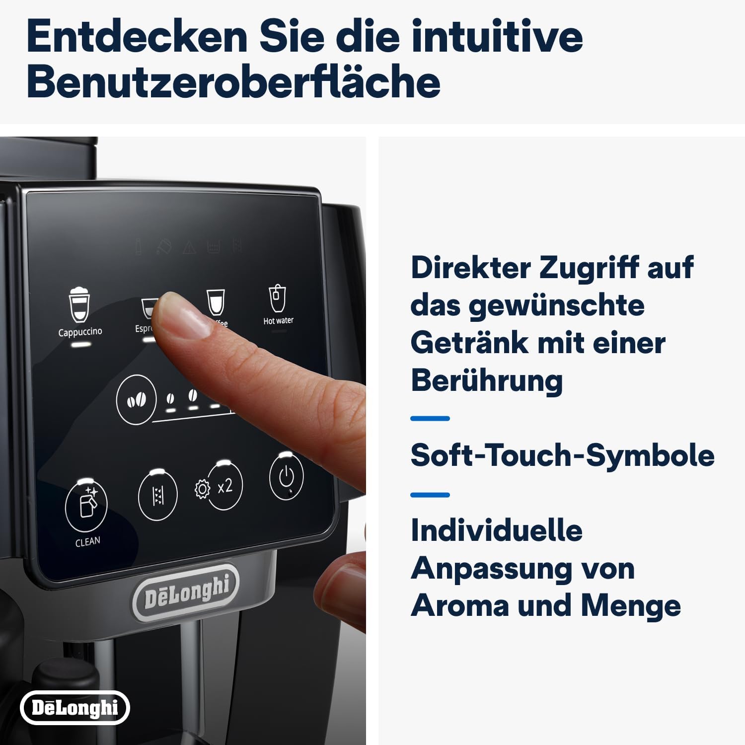 De'Longhi Magnifica Start ECAM222.60.BG, Kaffeevollautomat mit LatteCrema-Milchsystem für Automatischen Cappuccino, 4-Direktwahl-Tasten, Soft-Touch-Bedienfeld,