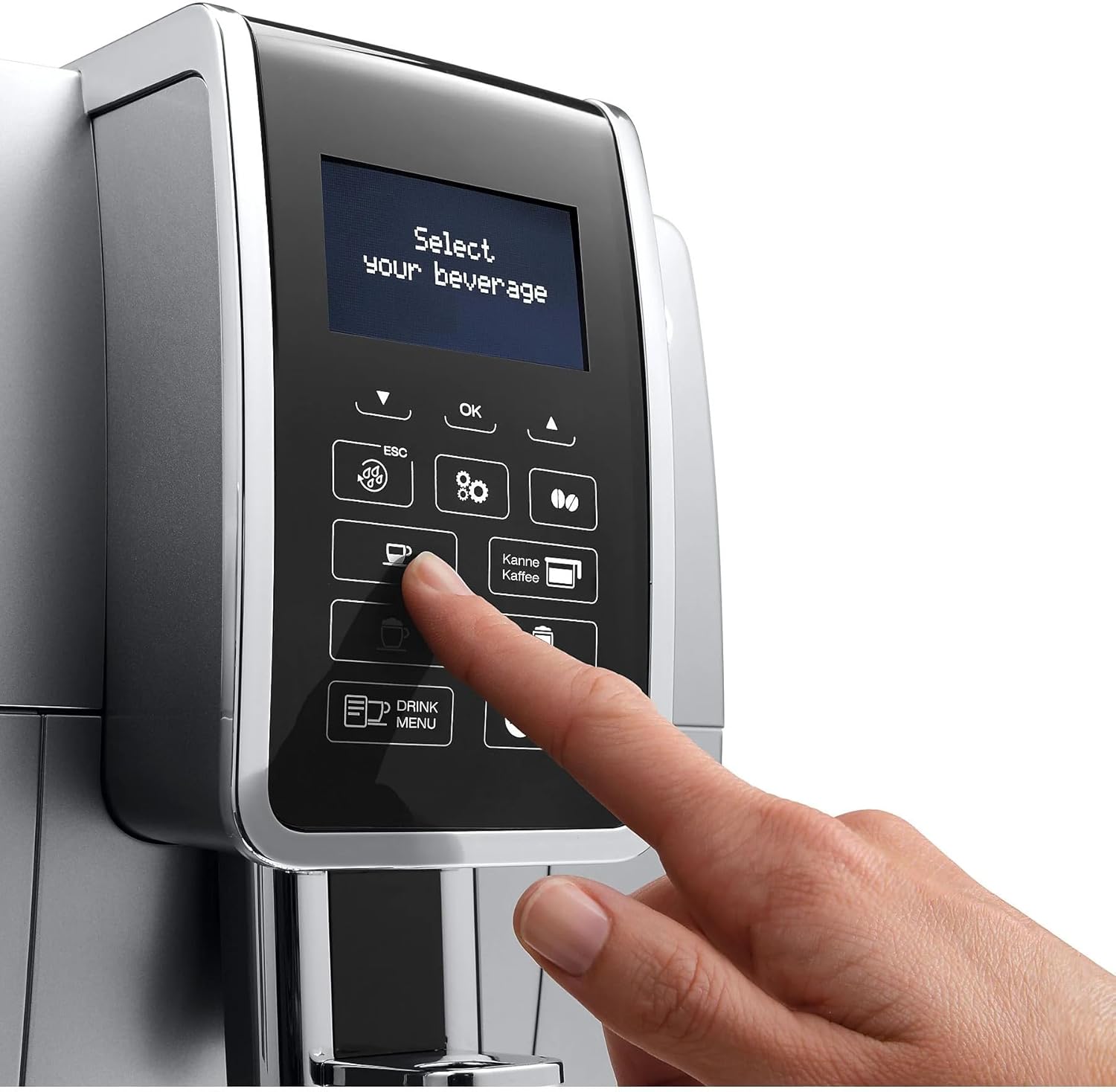 DELONGHI Dinamica ECAM352.57.SB Kaffeevollautomat LatteCrema-System, 1450W, 15 bar Pumpendruck, programmierbar, Kaffeekannenfunktion