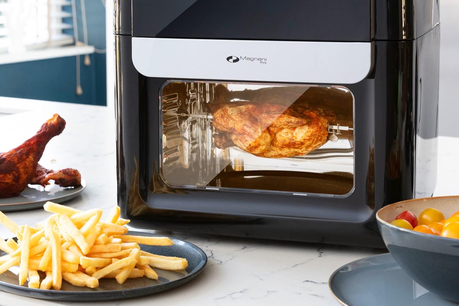 MAGNANI schwarze 3 in 1 Heißluftfritteuse mit 12 l Fassungsvermögen, 13 Programme,Timer, 50 bis 200 °, 1700 Watt, Heißluft-Fritteuse mit 12 l Volumen