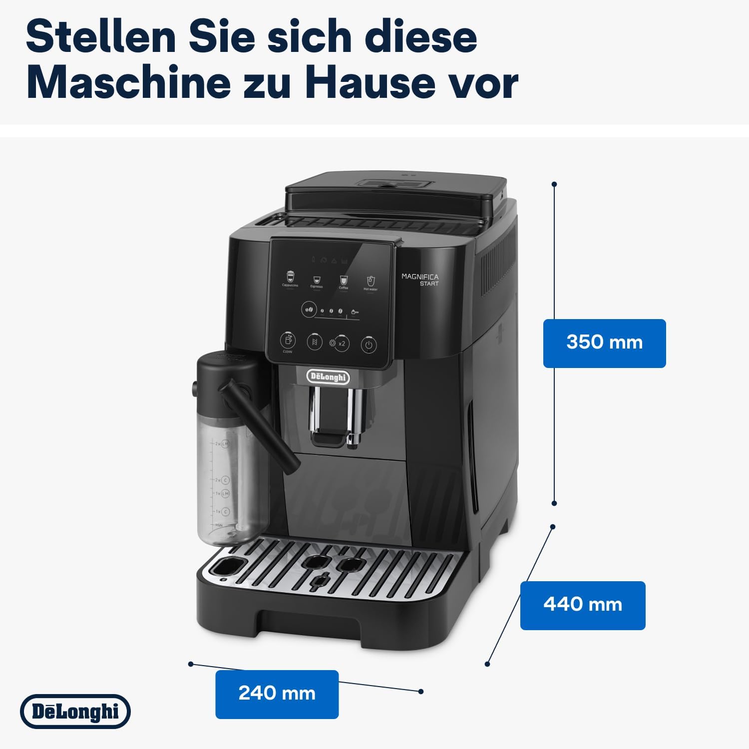 De'Longhi Magnifica Start ECAM222.60.BG, Kaffeevollautomat mit LatteCrema-Milchsystem für Automatischen Cappuccino, 4-Direktwahl-Tasten, Soft-Touch-Bedienfeld,