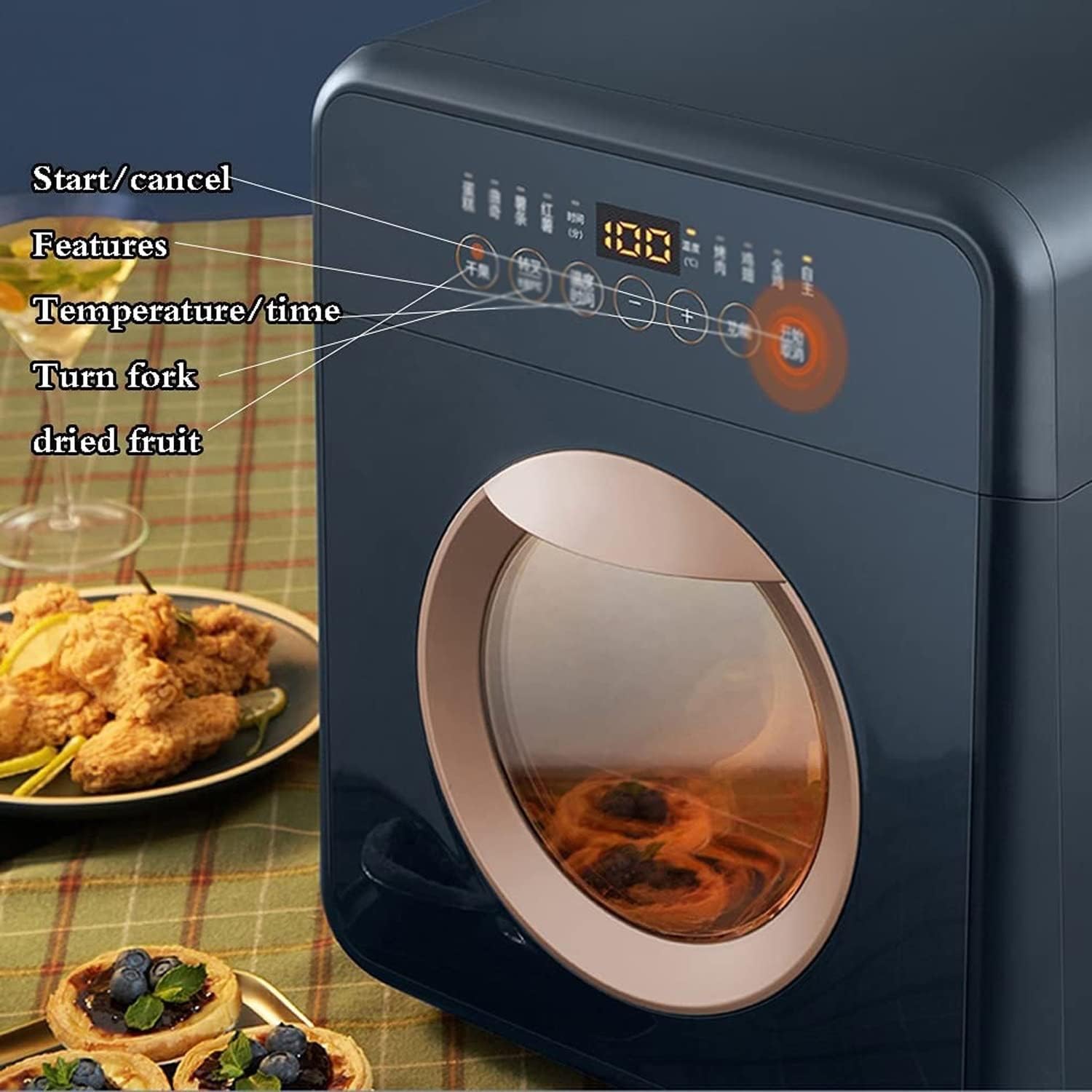 Luftfritteuse, 1500 W, Heissofen für den Haushalt, 11,8 Gallonen, intelligente Kartoffelchips Maschine mit großer Kapazität, mit 7 personalisierten Voreinstellungen, Vorheizen