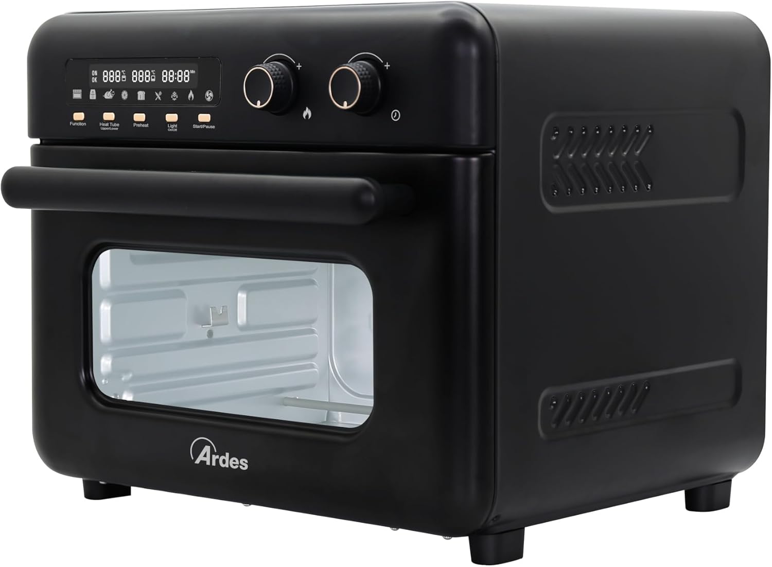 ARDES - ARFRYA02 Heißluftfritteuse und Hybridofen 30 Liter mit Drehspieß - Air Fryer zum Frittieren und Backen ohne Öl, Trocknen und Auftauen, Schwarz