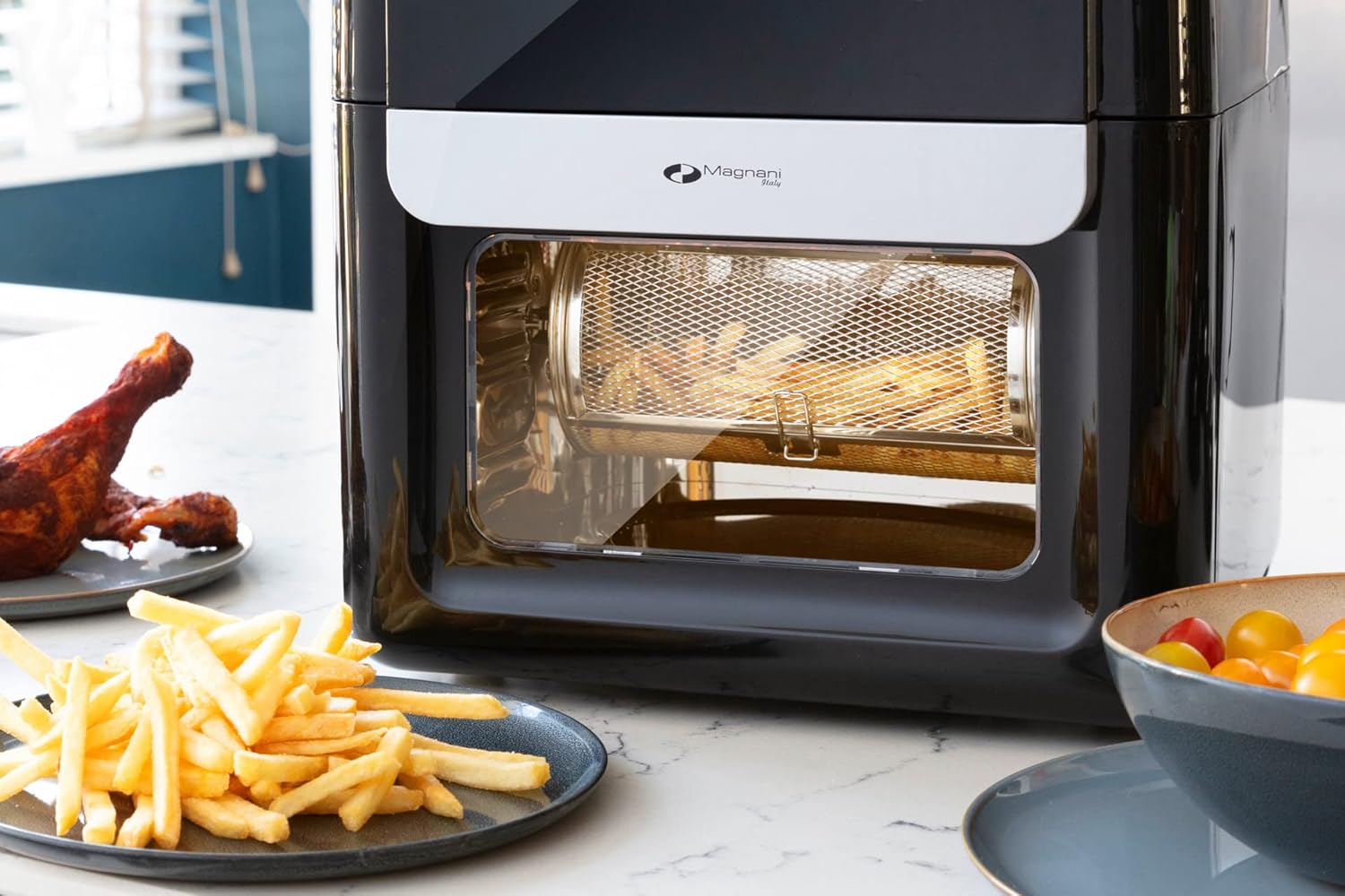 MAGNANI schwarze 3 in 1 Heißluftfritteuse mit 12 l Fassungsvermögen, 13 Programme,Timer, 50 bis 200 °, 1700 Watt, Heißluft-Fritteuse mit 12 l Volumen