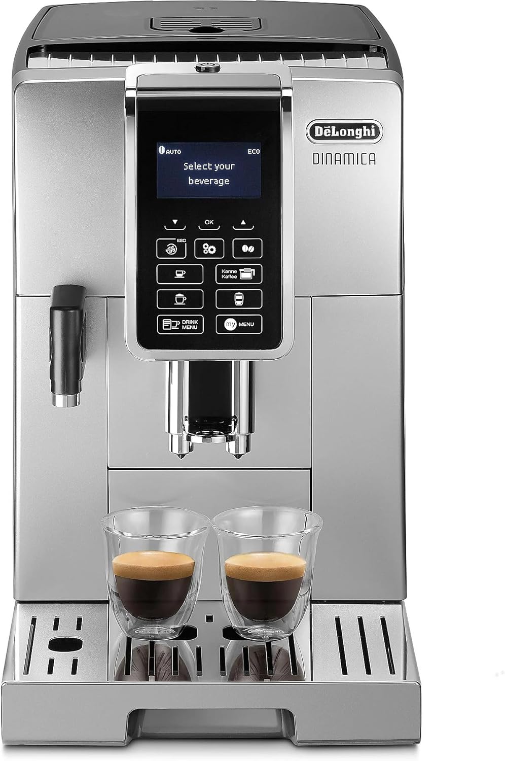 DELONGHI Dinamica ECAM352.57.SB Kaffeevollautomat LatteCrema-System, 1450W, 15 bar Pumpendruck, programmierbar, Kaffeekannenfunktion