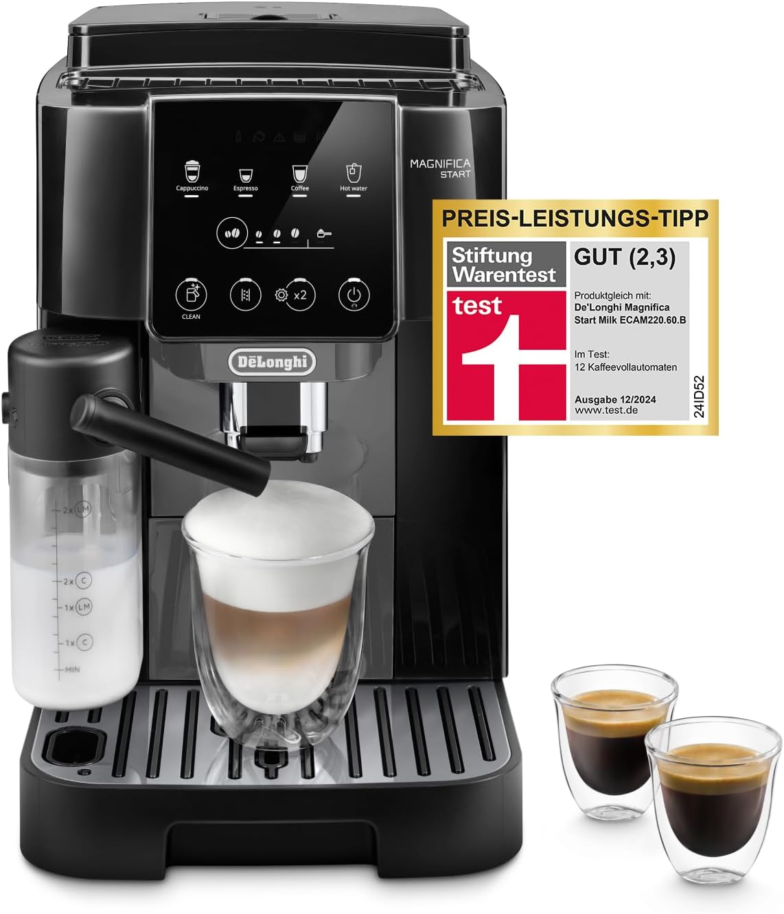 De'Longhi Magnifica Start ECAM222.60.BG, Kaffeevollautomat mit LatteCrema-Milchsystem für Automatischen Cappuccino, 4-Direktwahl-Tasten, Soft-Touch-Bedienfeld,