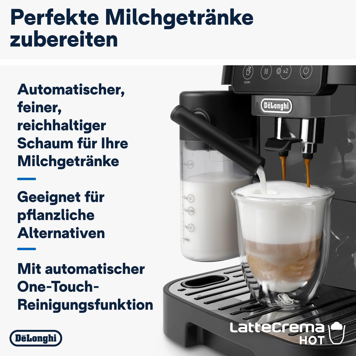 De'Longhi Magnifica Start ECAM222.60.BG, Kaffeevollautomat mit LatteCrema-Milchsystem für Automatischen Cappuccino, 4-Direktwahl-Tasten, Soft-Touch-Bedienfeld,