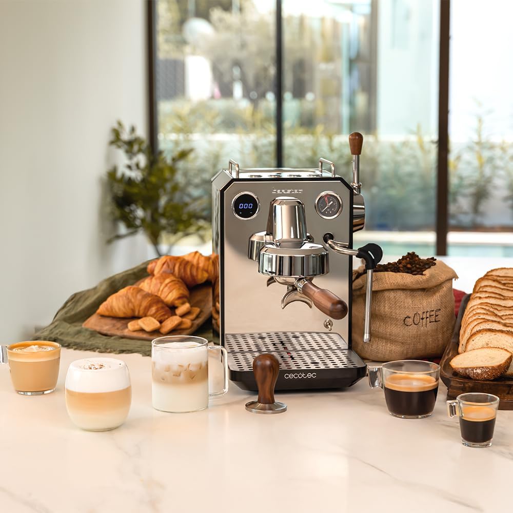 Cecotec Espresso-Kaffeemaschine Barista Baristeo Intima, professionelle Barista-Espressomaschine, Vorbrüh-System, 15 Bar Pumpe, einfaches Befüllen, 1,7L Wassertank und Tassenwärmer