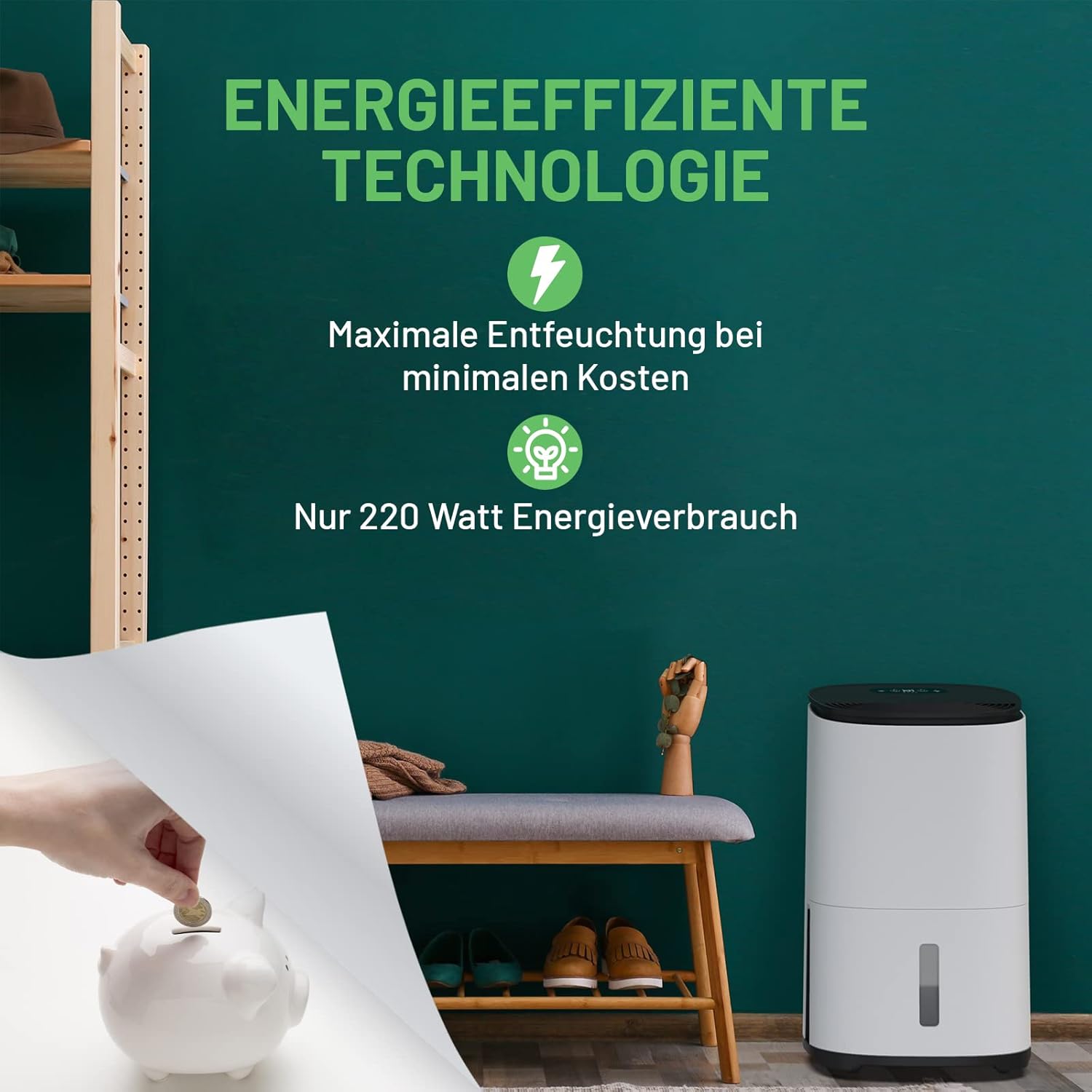 Meaco Luftentfeuchter, 20 l, sehr leise, elektrischer Luftentfeuchter MeacoDry ABC, hohe Energieeffizienz, entfernt Feuchtigkeit und Kondensation im Haus, Schwarz (Schwarz, Arete20L)