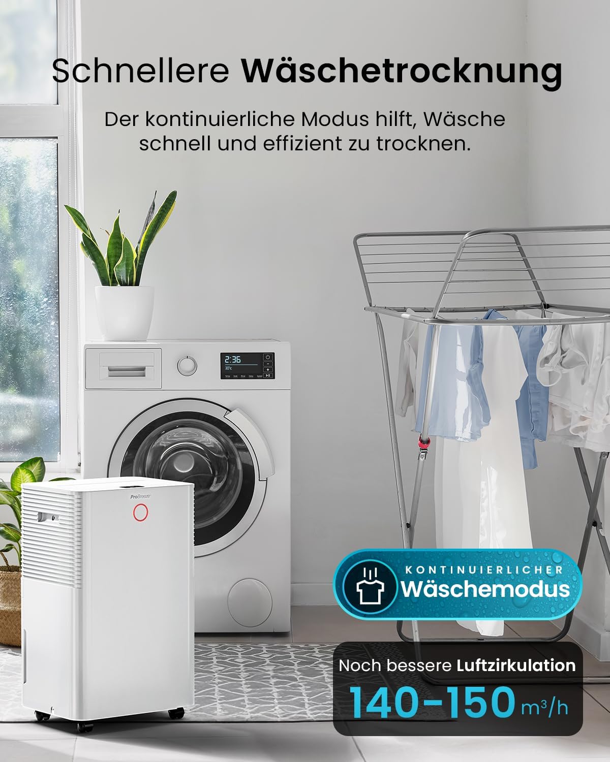 Pro Breeze Luftentfeuchter mit App & WLAN, 20L in 24h Entfeuchtungsleistung - Luftentfeuchter elektrisch mit Wäschemodus, Feuchtigkeitssensor, Timer - Gegen Schimmel - Entfeuchter Dehumidifier