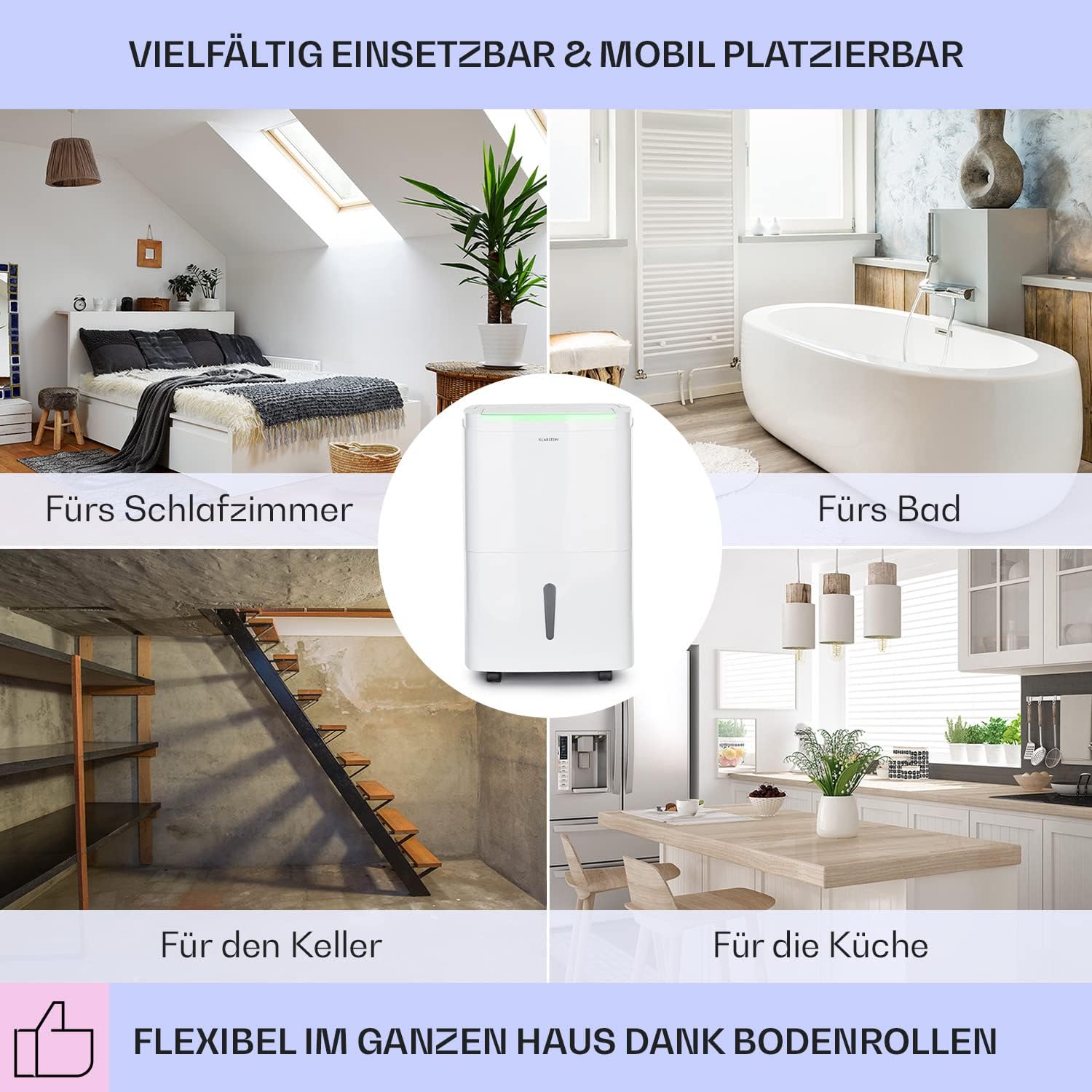 Klarstein Luftentfeuchter & Luftreiniger Elektrisch, 30 L Raumentfeuchter Klein für Wohnung Schlafzimmer Badezimmer Keller, Effizienter Bad/Raum Entfeuchter, Elektrischer & Kleiner Luftentfeuchter