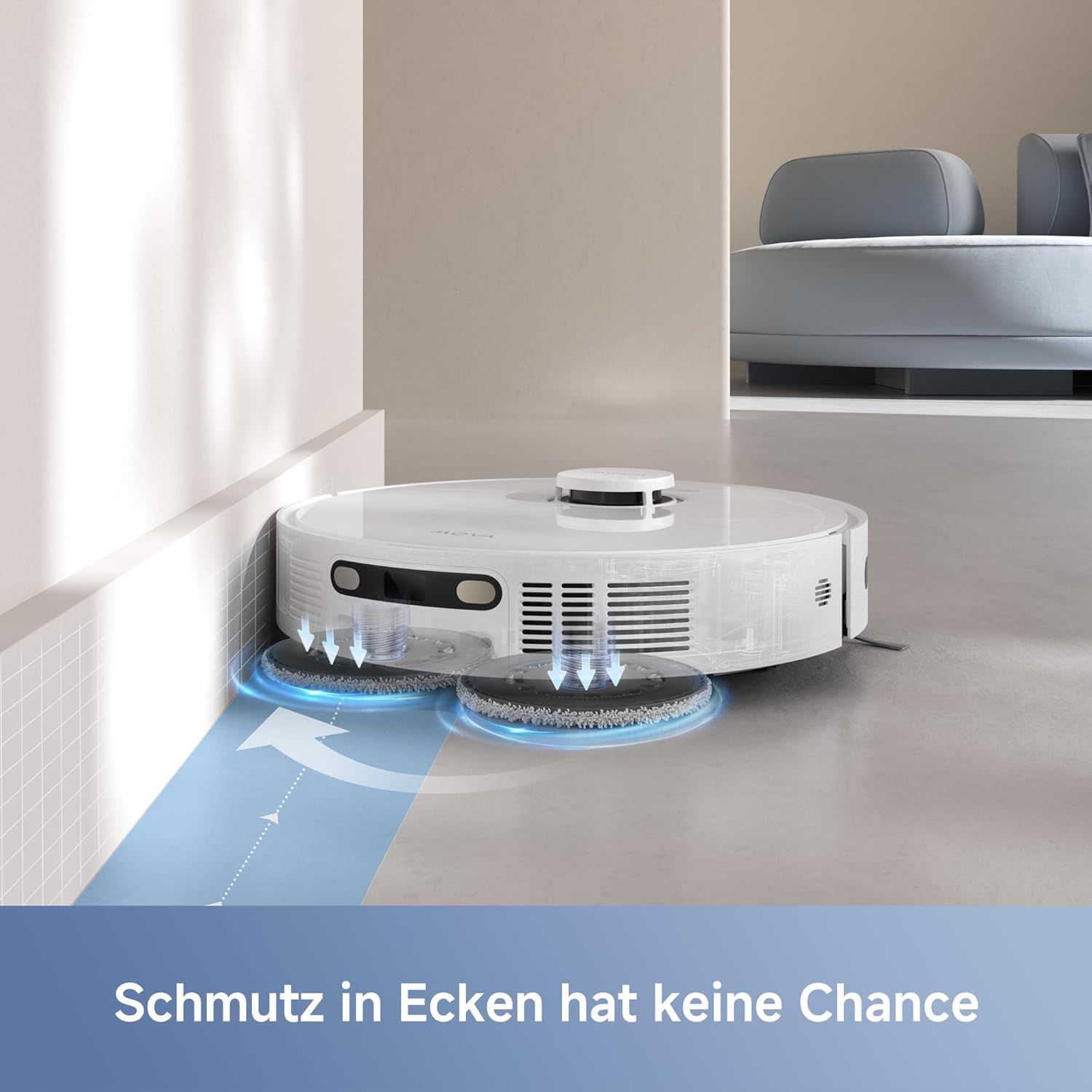 MOVA E30 Ultra Roboterstaubsauger und -wischer mit automatischer Entleerung und Selbstreinigung des Wischers, 7.000Pa Saugleistung, 10,5 mm Wischeranhebung,260 Min,Ultraschall-Teppicherkennung