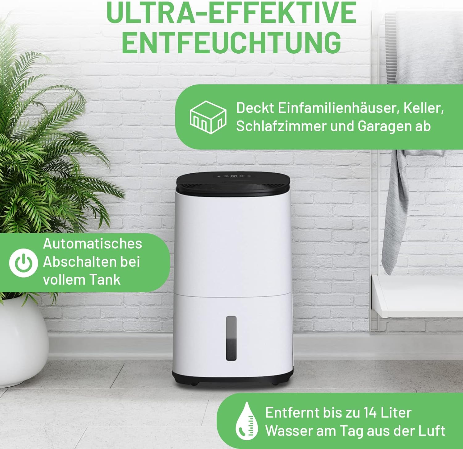 Meaco Luftentfeuchter, 20 l, sehr leise, elektrischer Luftentfeuchter MeacoDry ABC, hohe Energieeffizienz, entfernt Feuchtigkeit und Kondensation im Haus, Schwarz (Schwarz, Arete20L)