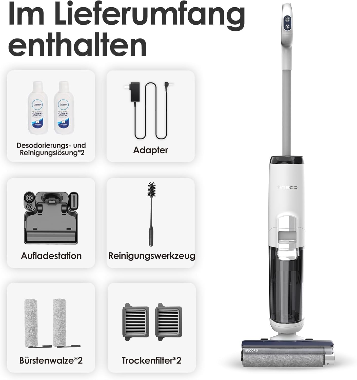 Tineco iFLOOR 5 Breeze Complete Nass Trockensauger, EIN-Schritt-Reinigung für Hartböden, Kantenreinigung <0.5cm, Dreifache Batterielebensdauer, Selbstreinigung, Leichtes Kabelloses Saugwischer, Blau