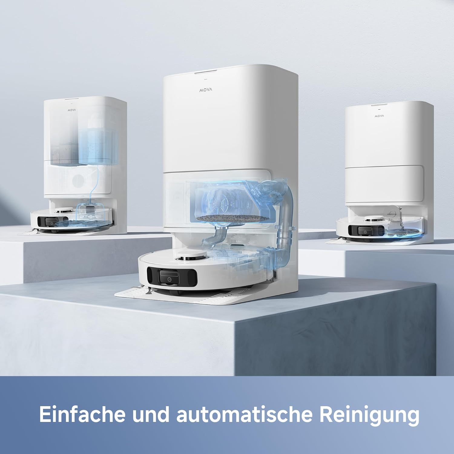 MOVA E30 Ultra Roboterstaubsauger und -wischer mit automatischer Entleerung und Selbstreinigung des Wischers, 7.000Pa Saugleistung, 10,5 mm Wischeranhebung,260 Min,Ultraschall-Teppicherkennung