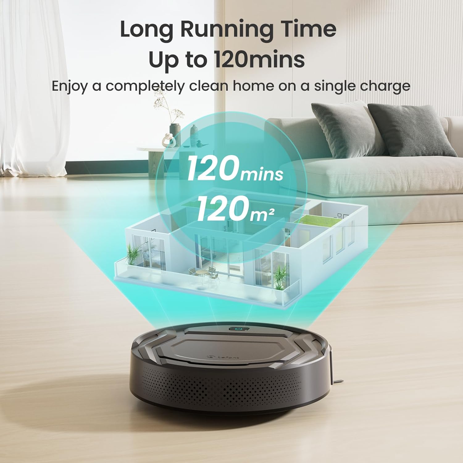 LEFANT Saugroboter, Superschlank WLAN Roboterstaubsauger, Kompatibel mit Alexa Sprachsteuerung, Staubsauger Roboter Selbstaufladung Leise für Haushaltsreinigung/Tierhaare/Haare/Staub/Teppich M210P