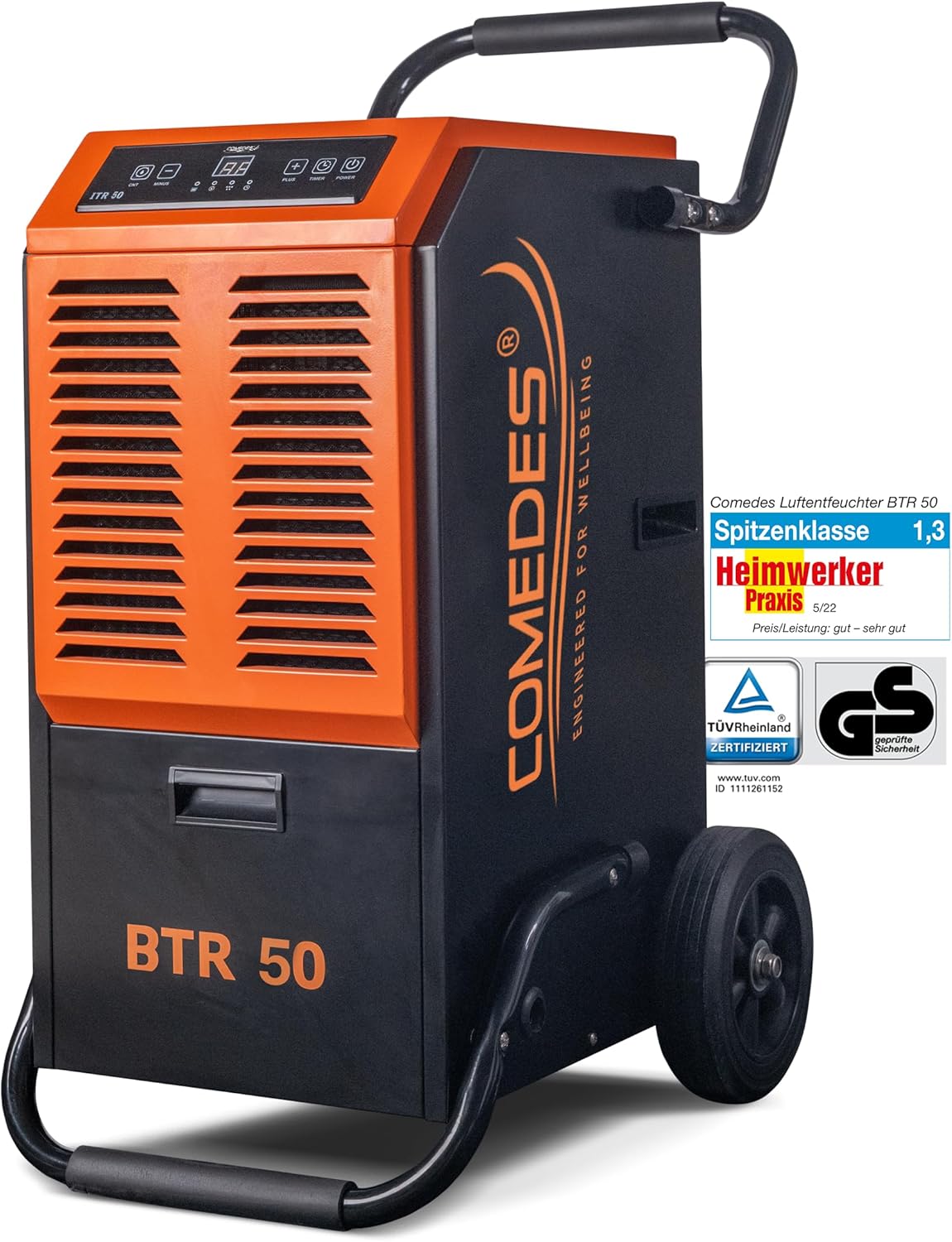 Comedes Bautrockner Luftentfeuchter BTR 50 (max. 51 Liter / 24h) Geeignet für Räume und Keller bis 100m² / 230m³
