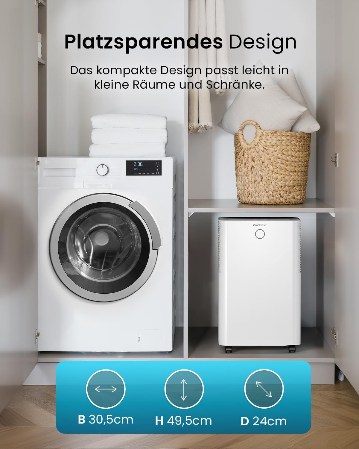 Pro Breeze Luftentfeuchter mit App & WLAN, 20L in 24h Entfeuchtungsleistung - Luftentfeuchter elektrisch mit Wäschemodus, Feuchtigkeitssensor, Timer - Gegen Schimmel - Entfeuchter Dehumidifier